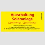 Kleber gelb «Ausschaltung Solaranlage»